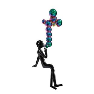 现代简约抽象人物吹泡泡雕塑电视柜玄关售楼部大厅商场前台装 饰品