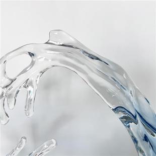 现代透明雕塑浪花风生水起摆件酒柜酒店玄关客厅电视柜艺术装 饰品