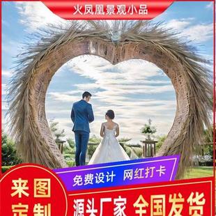 网红打卡鸟巢座椅拱门仿真绿雕小品植物花海景区卡通动物摆件