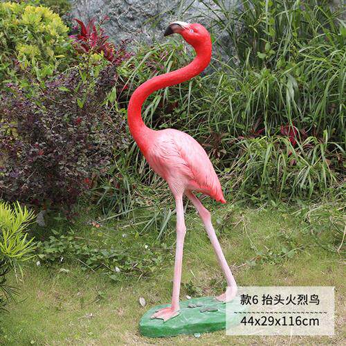 仿真火烈鸟摆件户外玻璃钢鸟类雕塑园林景观庭院假山水景装饰美陈