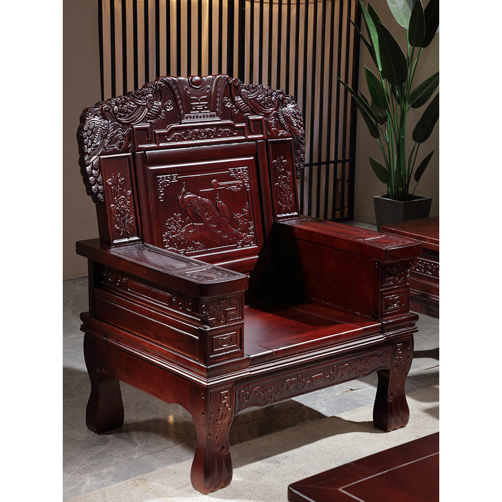 红椿木全实木沙发茶几视柜组合中式客厅家用冬夏两用古典农村