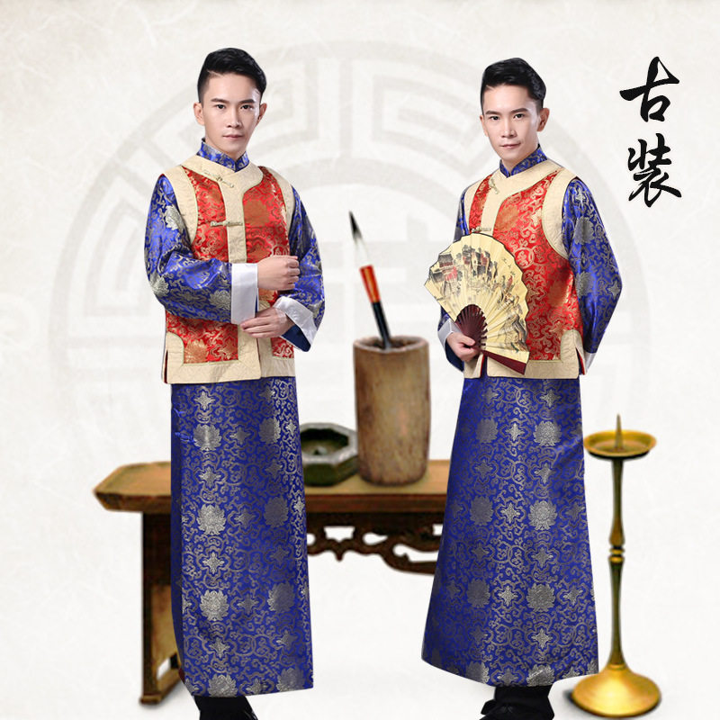 清朝古代装少数民族相声爷阿哥贝勒长褂老爷男唐装舞台演出服装