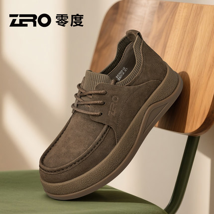 ZRO零度官方正品商务棕色工装鞋男款2025秋冬新款真皮休闲勃肯鞋