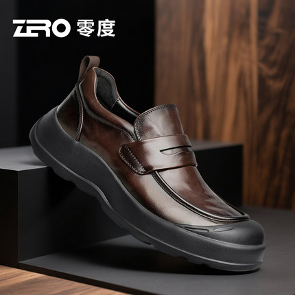 ZRO零度官方正品欧美风复古擦色真皮休闲皮鞋男秋冬2025新款商务