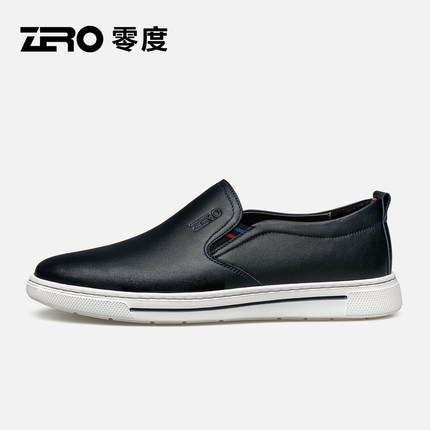 零度休闲皮鞋男款2025秋冬新款真皮舒适亲肤时尚轻便一脚蹬男鞋潮