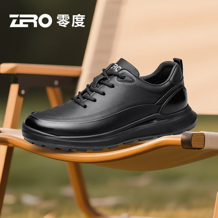 ZRO零度官方正品黑色公务鞋男款秋冬2025新款真皮软底休闲运动鞋