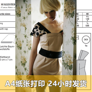 1电子服装 特价 纸样Burda代购 纸样裹胸假两件连身裙088号34