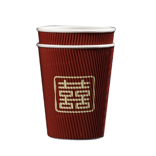 结婚家用一次性瓦楞纸杯高档喜事喝茶敬酒红色喜庆三层加厚防烫杯