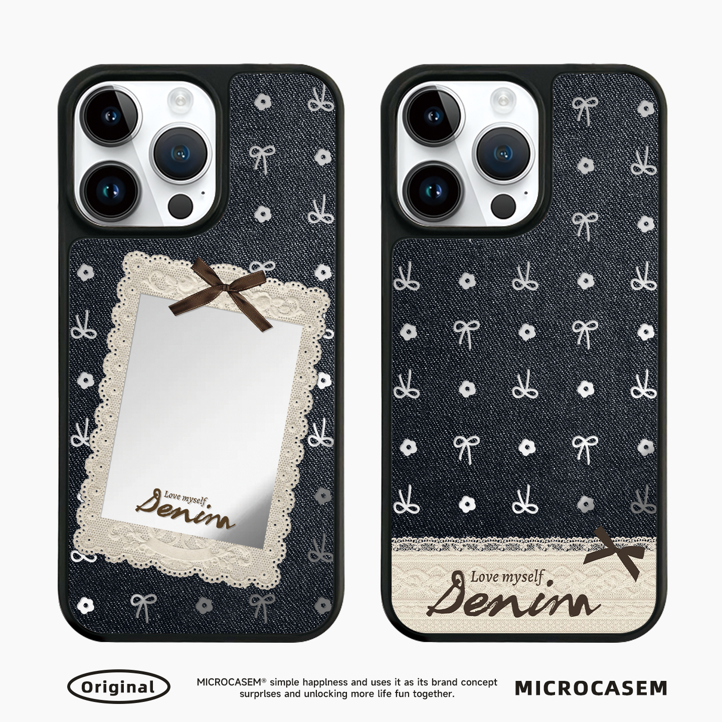 磁吸MagSafe牛仔布纹蕾丝蝴蝶结适用iphone17pro手机壳16promax苹果15镜面保护套14plus日韩ins少女13复古12