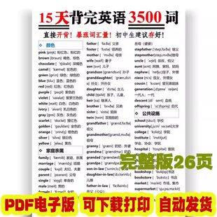 15天背完初中英语词汇高频单词3500词纯图版高清带音标 26页PDF