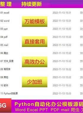 python自动化办公源代码合集mail爬虫excel处理word PPT 文件模板