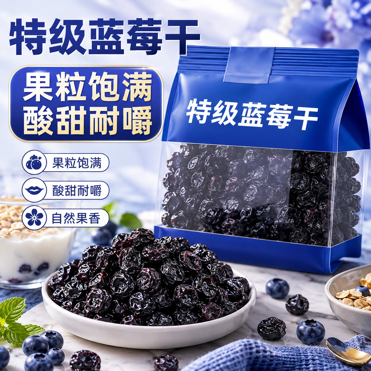 正宗蓝莓干果干大兴安岭原味特大颗粒有机纯蓝莓干果汁官方旗舰店