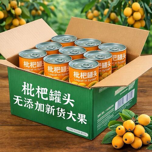 新鲜枇杷罐头官方旗舰店水果罐头应季现摘大果鲜果大罐装整箱糖水