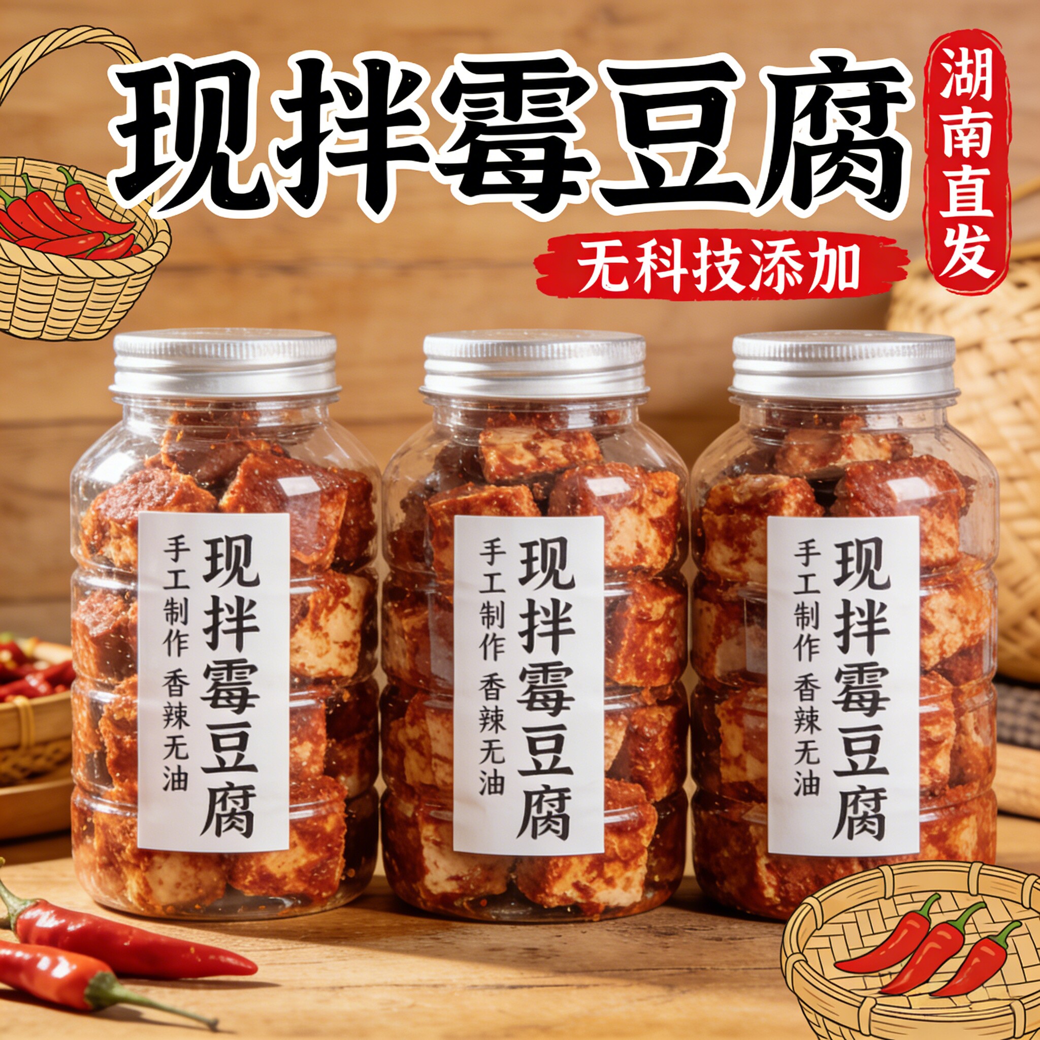 湖南白溪现拌霉豆腐农家风味传统纯手工自制香辣豆腐乳麻辣下饭菜