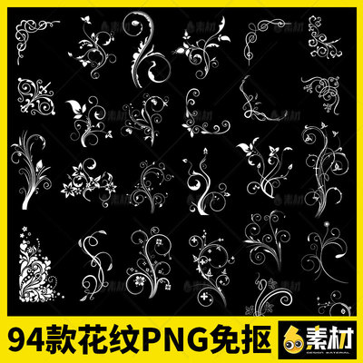 94款装饰花纹免抠图春季PNG免抠PNG免抠树叶子复图案PN
