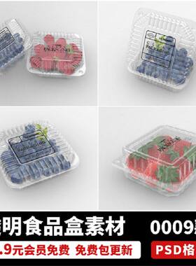 可换食品食物水果的透明保鲜盒子塑料包装贴图样机PSD设计素材