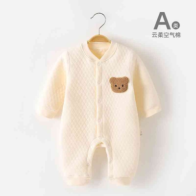 婴儿连体衣新生儿秋冬款夹棉哈衣