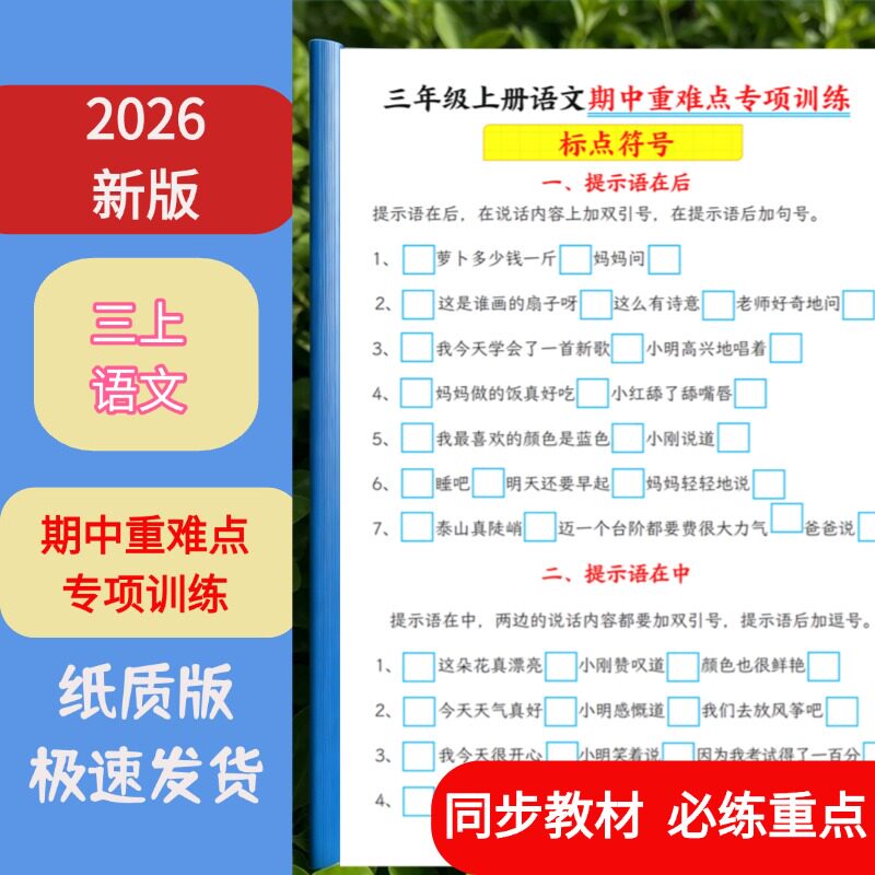 三年级上语文期中考查同步练习本