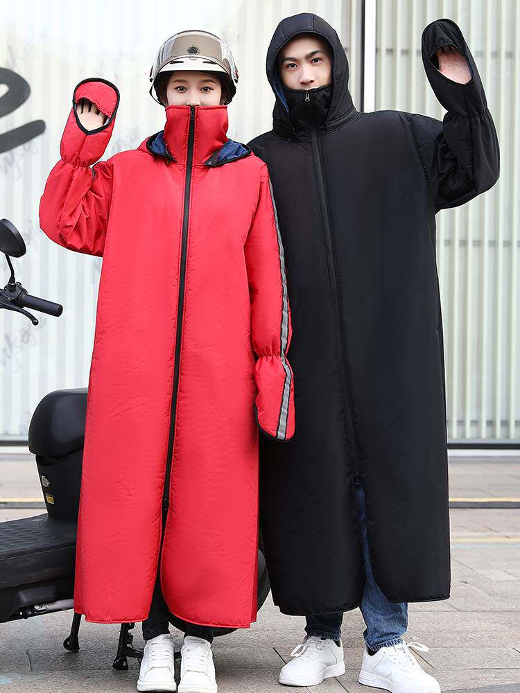 高档电动车挡风衣冬季保暖加绒加厚防雨防寒骑车电瓶车防风衣服挡