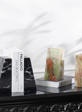 现代北欧风大理石书档书靠样板间书房书架书立书夹软装工艺品摆件