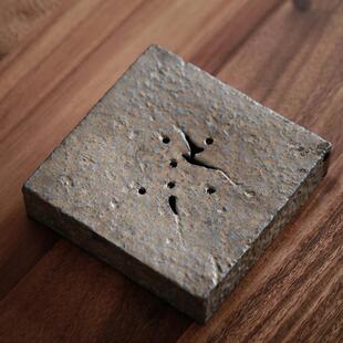 日式 复古家用茶壶垫壶小茶盘 手工鎏金壶承 陶瓷简约蓄水干泡台