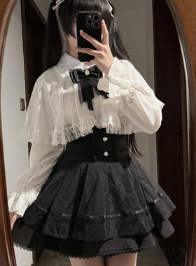 氛围元气失序法则蕾丝斗篷上衣蕾服套装裙两件套日常轻lo裙子甜美