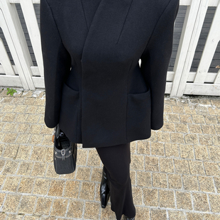 TL赫本风收腰沙漏大衣 双面呢子羊绒高级感修身黑色全羊毛呢外套