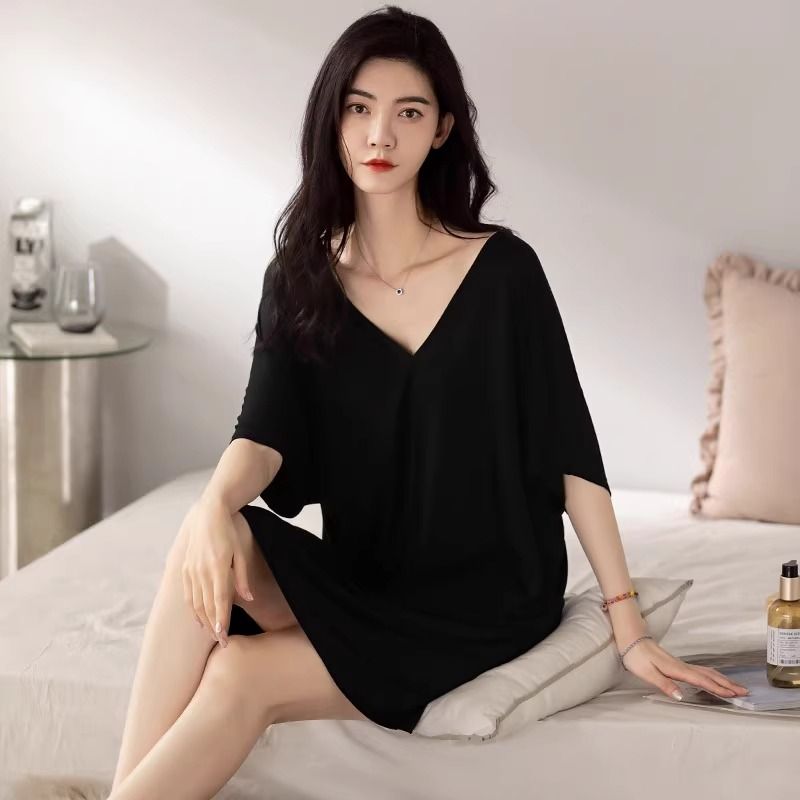 夏季莫代尔短袖薄款女睡裙