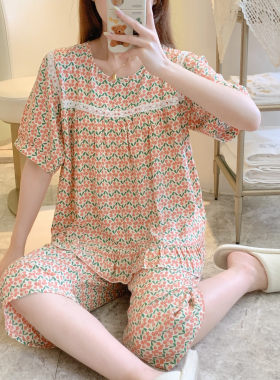 棉绸睡衣女夏季短袖短裤薄款套装