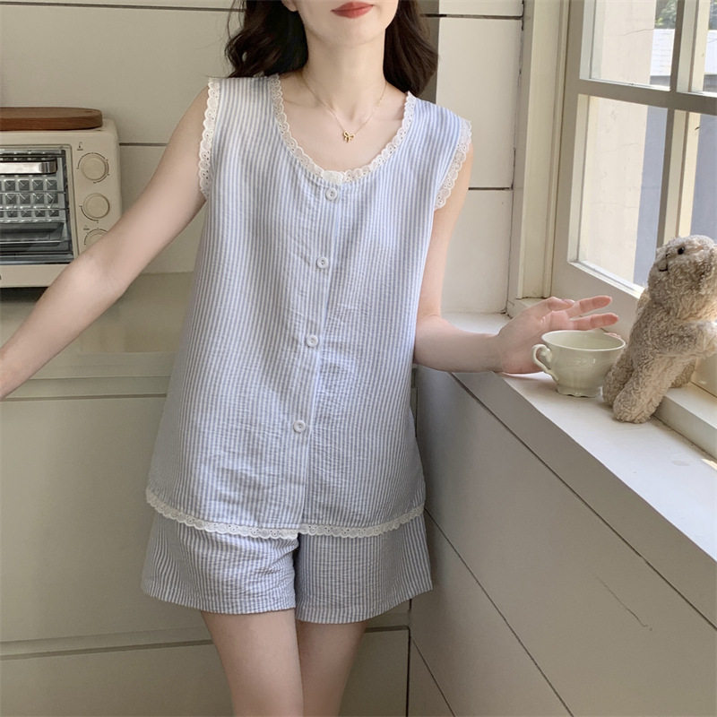 云朵棉女夏背心睡衣套装可外穿