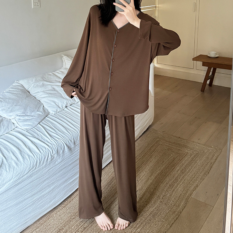 莫代尔春秋女薄款长袖睡衣套装