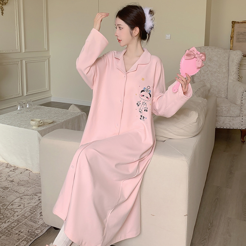 冬季甜美超长过膝开衫睡裙女睡袍