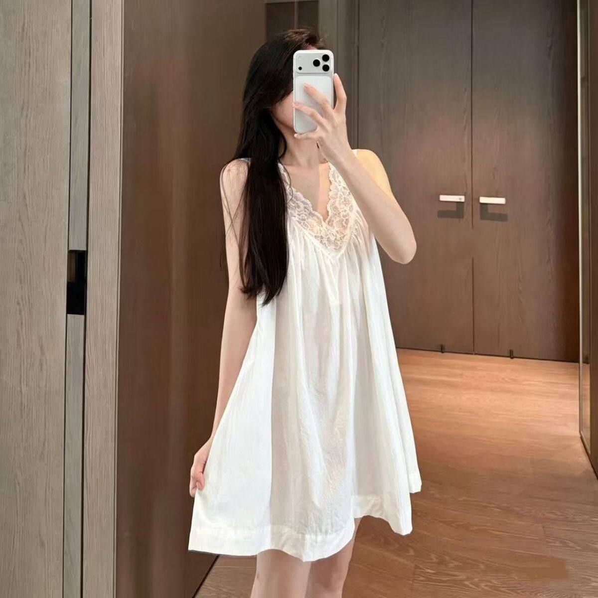 法式轻奢蕾丝吊带睡裙女夏家居服