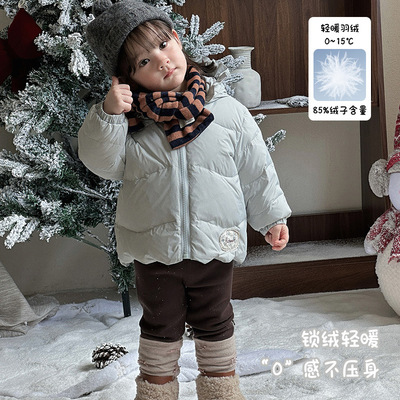 女童秋冬新款羽绒服婴幼儿保暖衣服可爱女宝宝连帽白鸭绒外套 a类