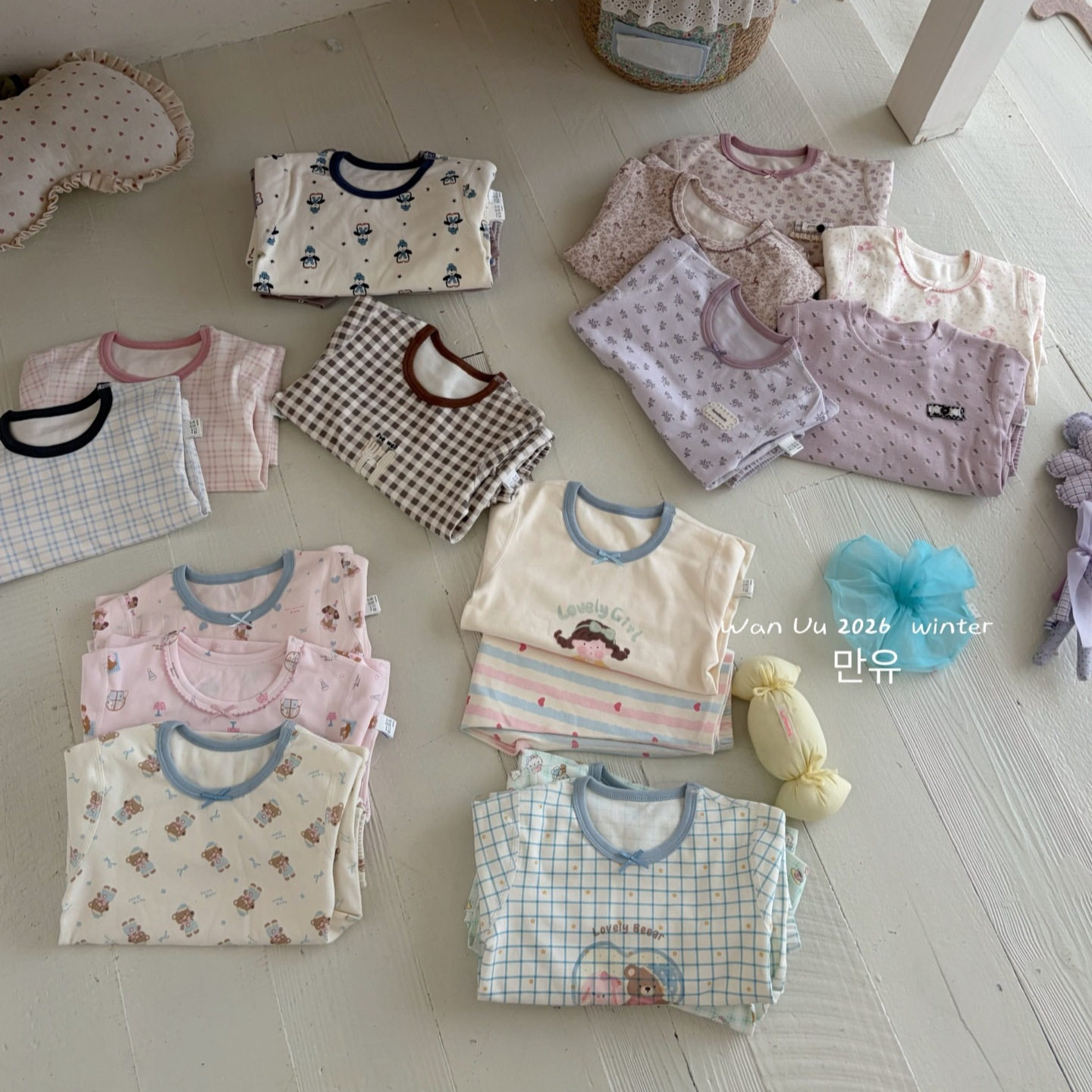 儿童居家服套装300g羊毛拉架云柔棉男女童秋衣内衣家居服两件套