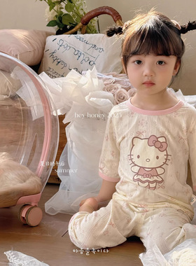 大小卷HeyHoney儿童25夏款半袖呼吸孔卡通两件套装家居服睡衣