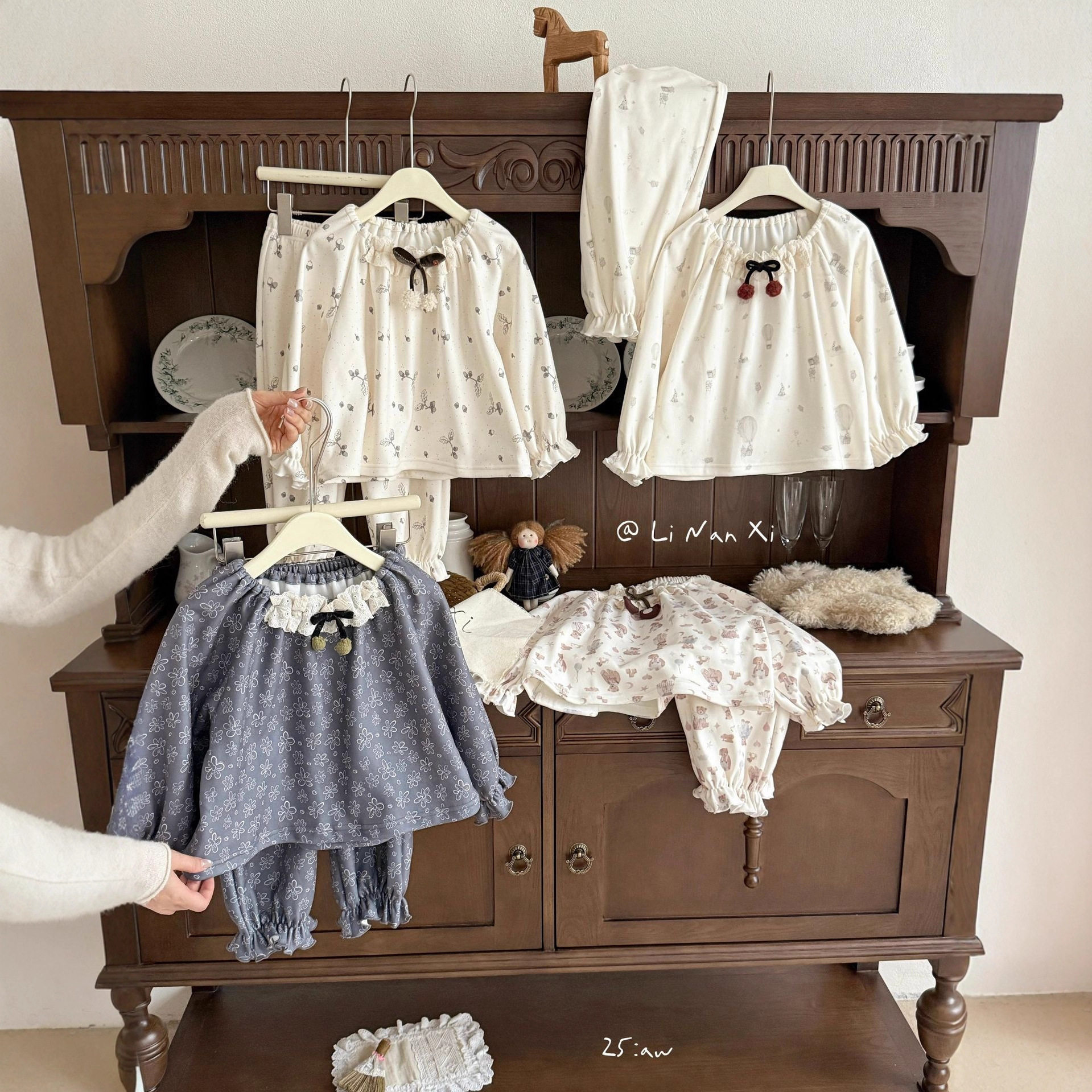 里南希 女童秋季睡衣套装2025新款宝宝秋衣套装加绒睡衣居家服