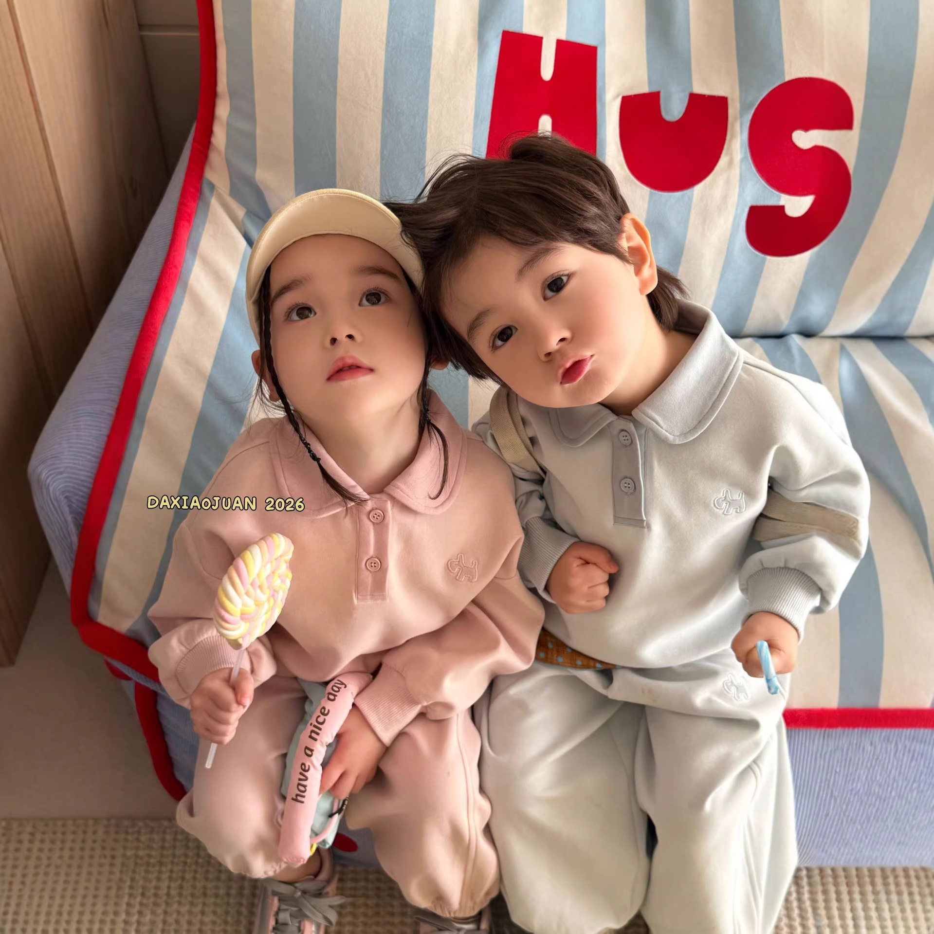 大小卷卫衣春款儿童polo衫卡通休闲运动两件套幼儿园bi备-615091