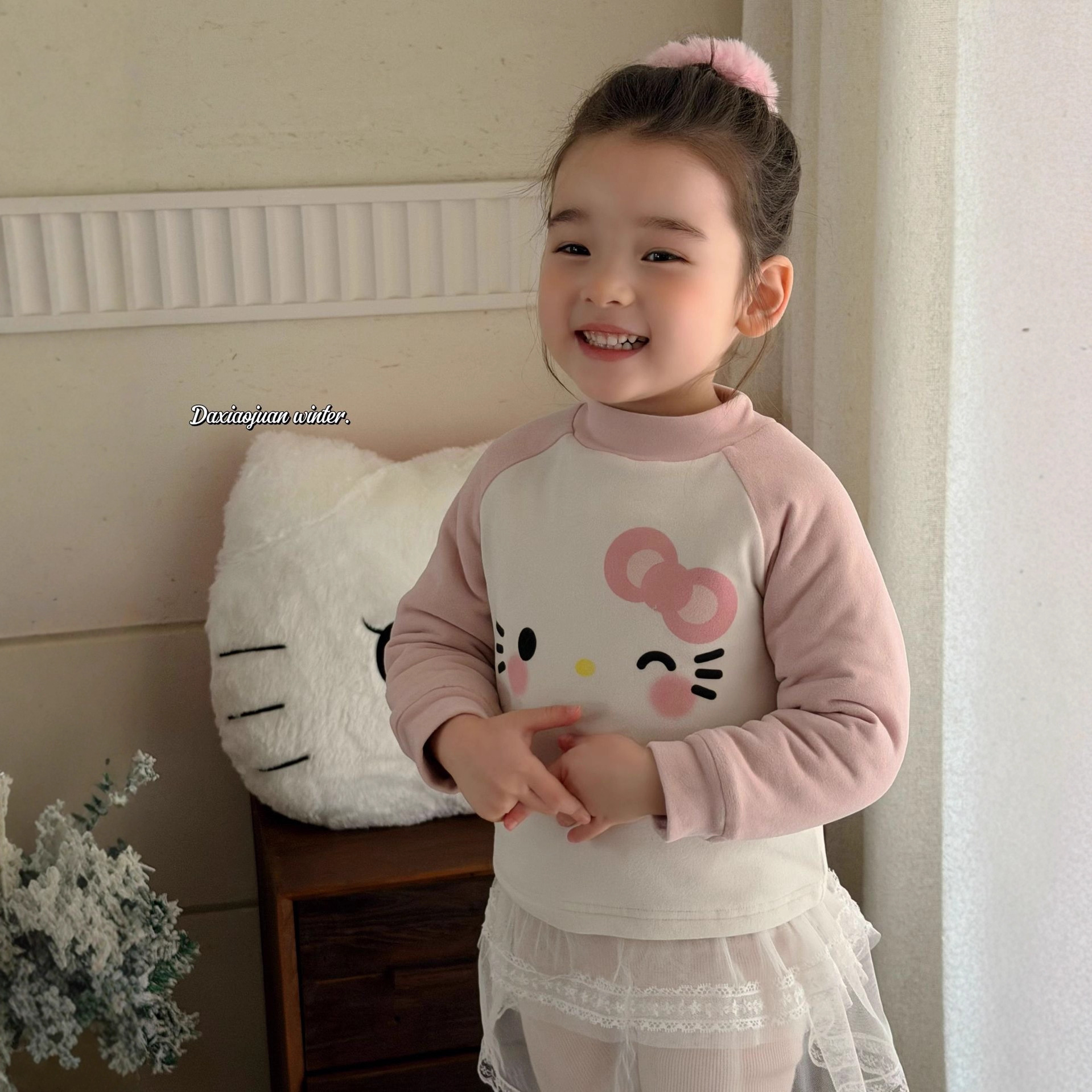 大小卷 【一件过冬】儿童男女童蚕丝韩版加厚打底衫上衣-