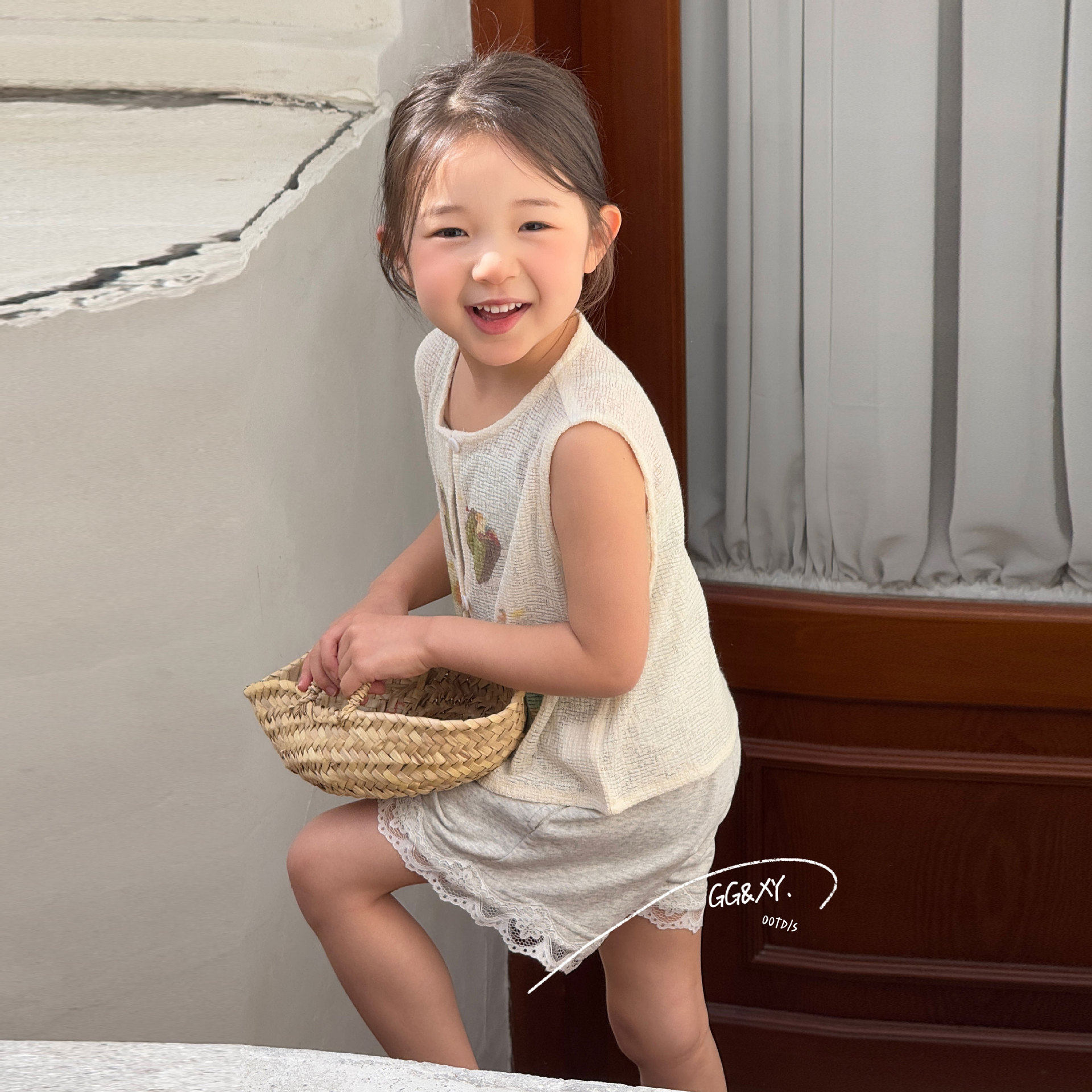 里南希/乖乖和小野 夏季马甲背心开衫外套外穿短裤甜美童趣女宝