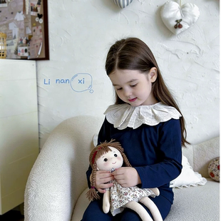 里南希 女童家居服套装a类2026早春女宝睡衣莱卡棉套装花边甜美