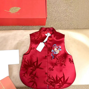 儿童福禄马甲春秋小肥鹅同款中国风亲子背心新年坎肩薄款马甲外套