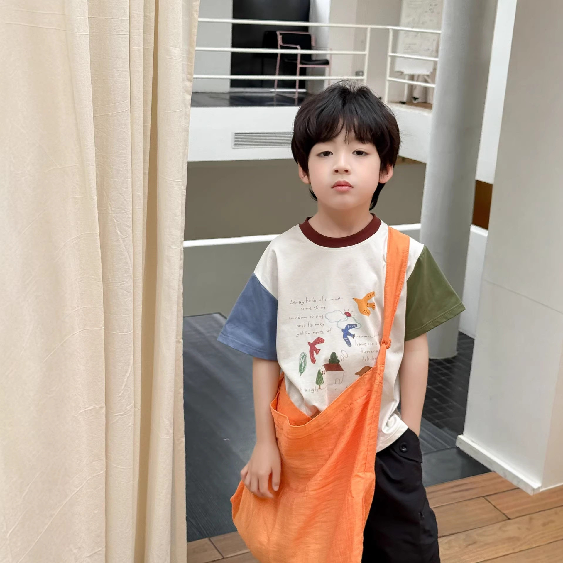大小卷 2026夏季新款儿童圆领宽松卡通短袖男童A类棉舒适T恤上衣