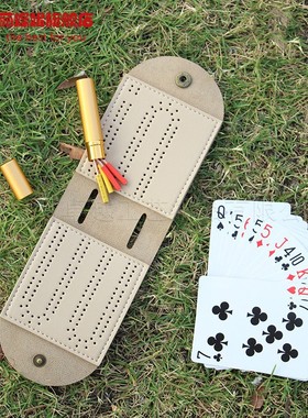 克里比奇游戏积分本PU皮革桌游棋牌计分板户外旅游Cribbage本