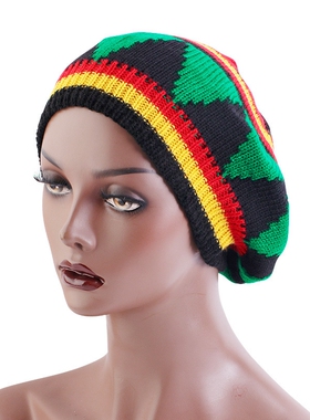 牙买加雷鬼rasta嘻哈休闲通用圆顶针织百搭毛线套头男女冷帽编织