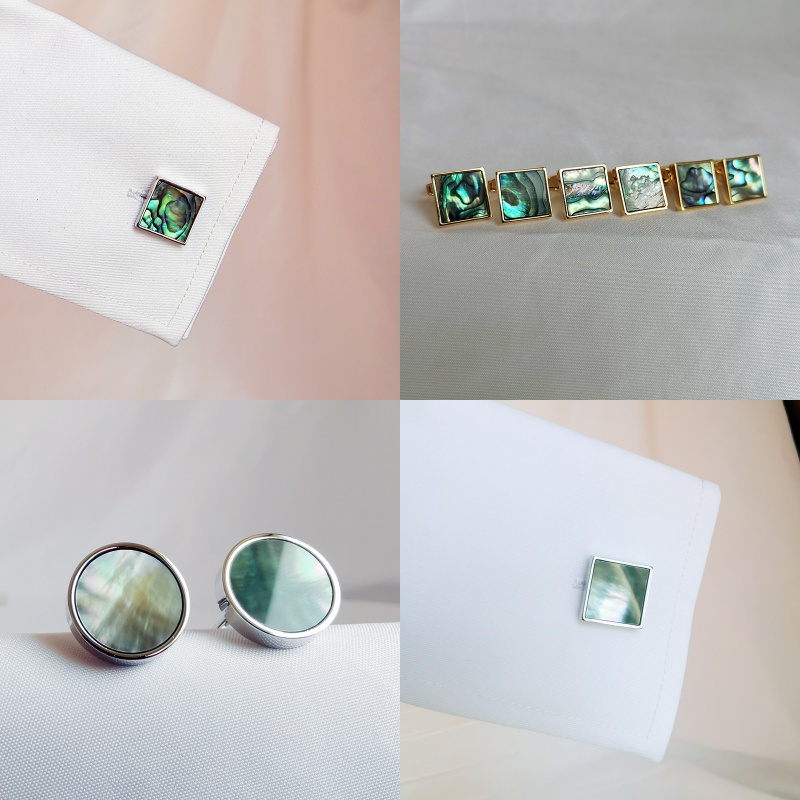 天然贝母袖扣丽蝶妮铜材经典百搭