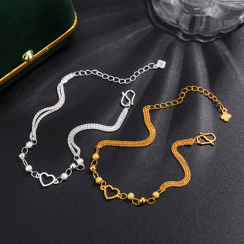 S999纯银镂空爱心手链小金珠满天星女轻奢甜美感手链送女友礼物