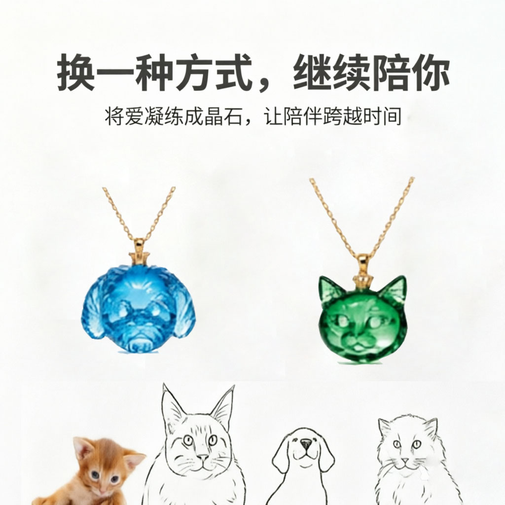 猫狗晶石项链吊坠毛发骨灰纪念