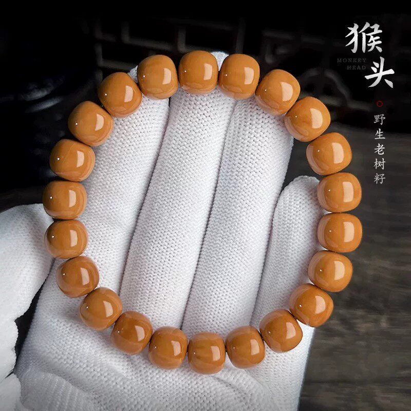 野生猴头手串正圆雕刻直切老型桶珠手捻原籽核桃京八棱男女手链