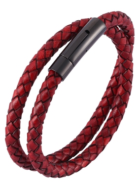 龙年本命年红色皮绳手链男士多层缠绕转运编织手绳女情侣生日礼物